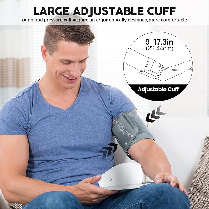 Blood Pressure Monitors, Bp Monitor - Blood Pressure Machine Large Cuff Blood Pressure Monitor Upper Arm Cuff 8.7''-17.3'', Large Screen, 2 Users Total 198 Memories