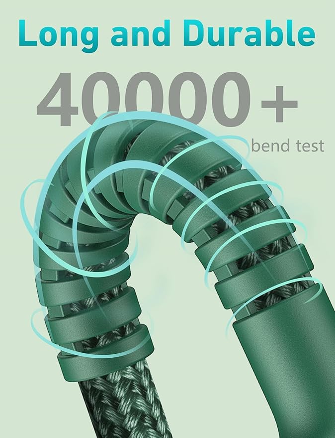 USB to USB C Cable Fast Charging 10FT USB A to USB C Charger Cord, Upgraded Extra Durable Braided USBC Cable Compatible with iPhone 17 16 15 Pro Max,Samsung Galaxy S10 S9 Plus More-Green 2 Pack