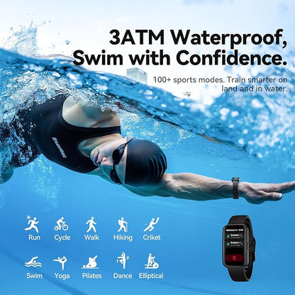 Enfit Fitness Trackers,Smart Watch with 1.47" Color Screen,100+Sport Modes Fitness Watch with Heart Rate Sleep Monitor, Pedometer Step Counter Watch, 3TAM Waterproof Activity Trackers for Women Men,BK
