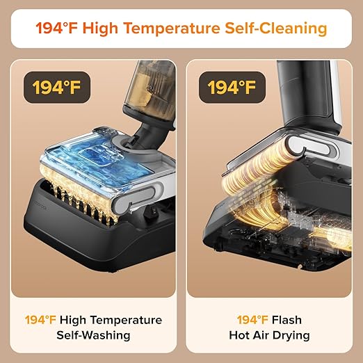 roborock F25 LT Wet Dry Vacuum Cleaner and Mop, 20000Pa Cordless Vacuum Mop Combo, 194°F High Temperature Self Cleaning & Hot Air Flash Drying, 180° Lie-Flat Hard Floor Cleaner, Edge to Edge Cleaning