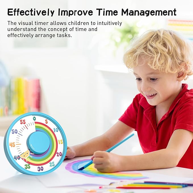 Secura 60-Minute Rainbow Visual Timer 6-Inch Mechanical Countdown Timers for Teaching, Meeting, Cooking, Working - Timer for Kids with Magnetic Backing (Blue)