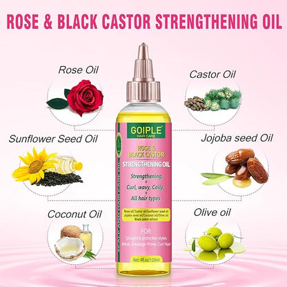 Edge Control Wax for Women Strong Hold - Edge Smoother Edge Wax Styling Gel Edge Control Wax for Black Hair - Rose & Castor Hair Oil for Hair Growth Strengthening Hair Oil Briad Bonnet Brush Set