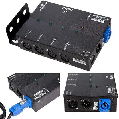 MFL. 4-Way Isolated DMX Splitter Amplifier Distributor with 3-Pin Outputs