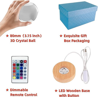 3D Soccer Crystal Ball Lamp,3.15 inch Lifelike Ball Night Light,16 Colors Changing with Dimmable Remote Control,Football Lamp Gift (Soccer)
