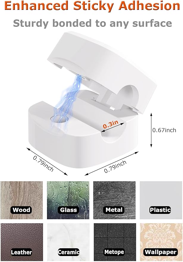 Magnetic Cable Clips, Adjustable Cord Holder Management, Adhesive Wire Keeper Organizer for Home Office Desk Phone PC Car Wall Desktop Nightstand Appliance (9-Pack White)