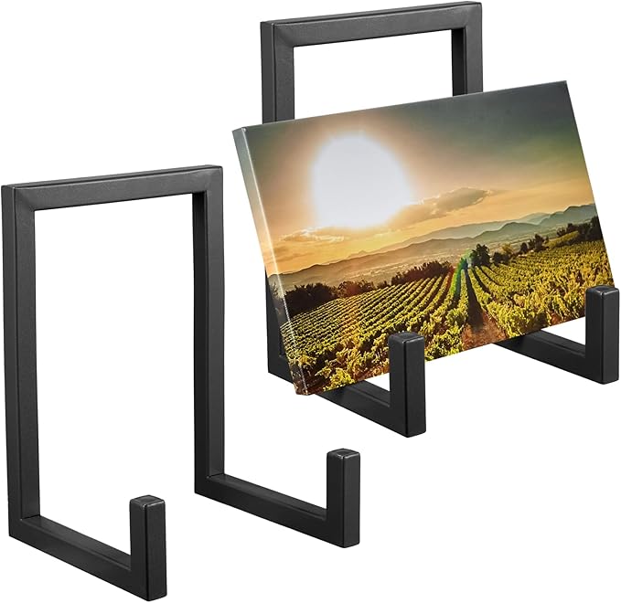 Sweetude 2 Pcs Large Plate Stands for Display Metal Frame Plate Holder Display Stand Decorative Table Top Easels for Picture, Book, Platter, Photo Easel(Black,10 Inch)