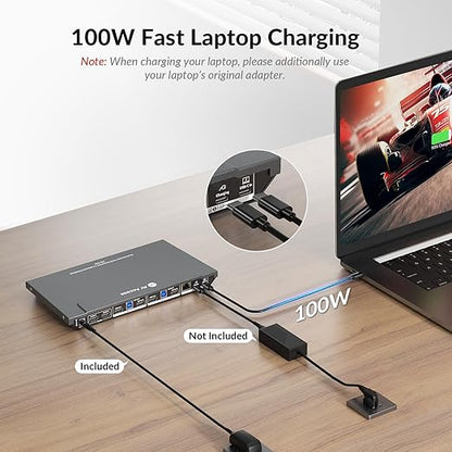 AV Access Docking Station KVM Switch 1 Laptop & 2 Desktop PCs, Dual 4K@60Hz Monitors, EDID Emulation, 100W USB-C Charging, Gigabit Ethernet,High Refresh Rates,Ideal for Gaming, Office & Creative Work