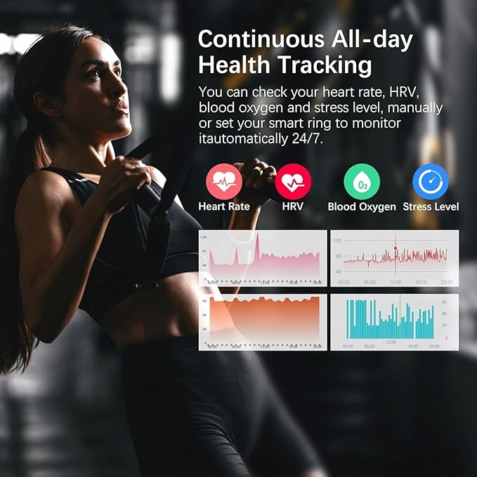 Smart Health Ring for Women Men, Fitness Tracker Ring with Heart Rate, Blood Oxygen, Sleep Tracker, Step Tracker, No Subscription Fee, IP68 Waterproof Smart Ring for iPhone & Android (Silver, 9#)