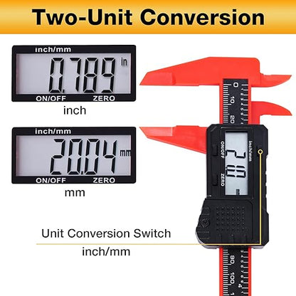 UNIPEC 6" Digital Caliper – Measuring Tool with LCD Display, Inch/MM Conversion, Auto-Off, Accurate ABS Body Electronic Caliper for DIY, Woodworking, Metal & Crafts