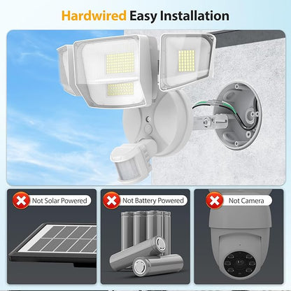 Onforu 90W 10000LM LED Motion Sensor Outdoor Lights, 4-Head Dusk to Dawn Outdoor Lighting, Hardwired Flood Lights, IP66 Waterproof 6500K Security Floodlight for Outside (White)