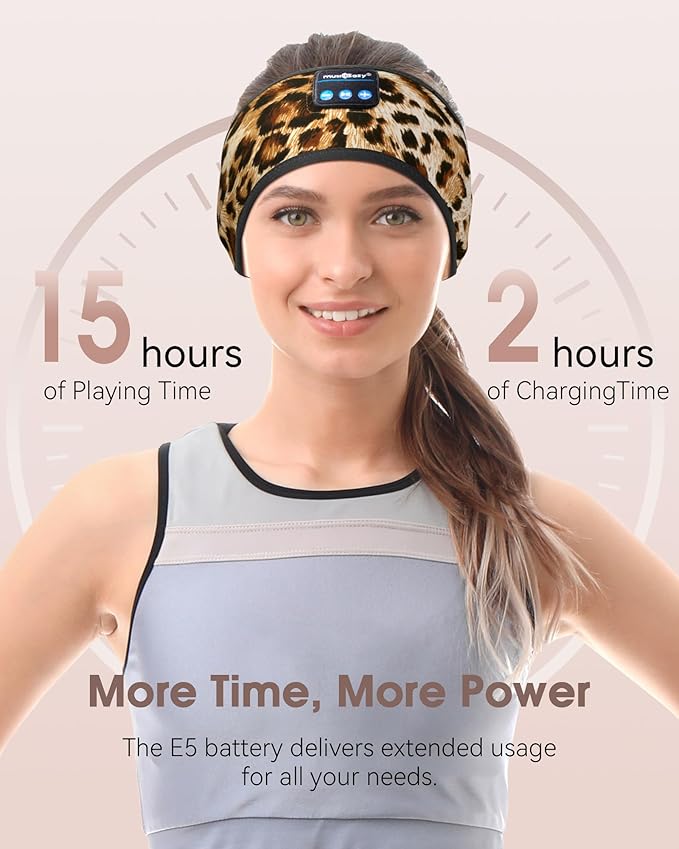 MUSICOZY Sleep Headphones Wireless Bluetooth 5.4 Sports Headband with HD Stereo Speakers, Sweatproof Earbuds for Running, Workout, Yoga, and Meditation