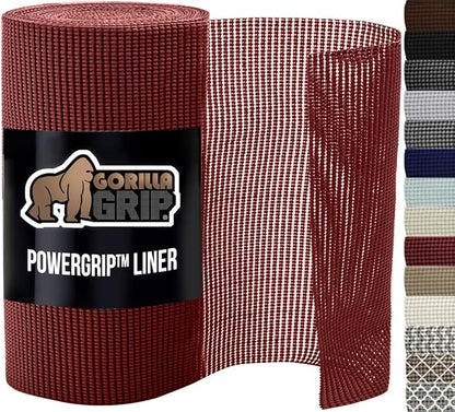 GORILLA GRIP powerGRIP Drawer Shelf and Cabinet Liner, Thick Strong Hold, Non-Adhesive Liners Protect Kitchen Cabinets and Cupboard, Bathroom Drawers, Easy Install, Breathable Mat, 20" x20', Red