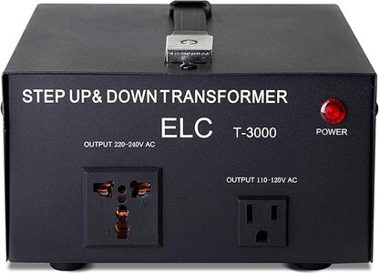 ELC T Series 3000+ Watt Voltage Converter Transformer - Step Up/Down - 110v to 220v / 220v to 110v Power Converter - Circuit Breaker Protection, CE Certified [3-Years Warranty]