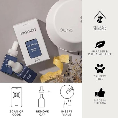 Pura Smart Home Plug-in Diffuser Refills by Apotheke, (Earl Grey) - Pura Fragrance Refills - Long-Lasting Aromatherapy Air Freshener Fragrance Products with Perfume-Grade Essential Oils