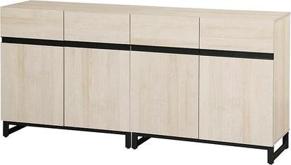 Wampat Modern TV Stand for 70 inch TVs, 2 in 1 Entertainment Center Console with Adjustable Shelves and Metal Base for Living Room, Bedroom, Light Oak