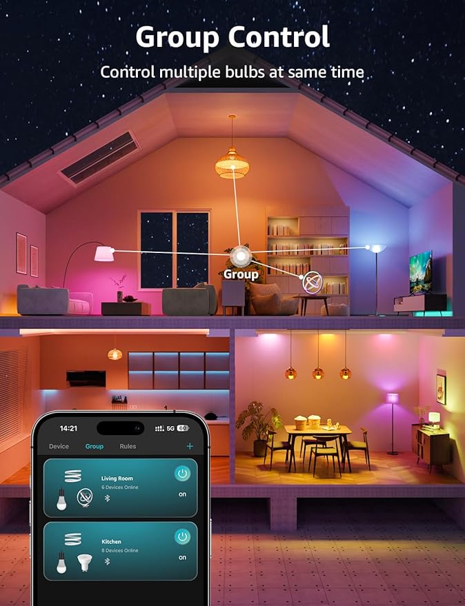 Lepro B3 AI Smart Light Bulbs - 1500LM 100W Equivalent A21 Bulb, WiFi & Bluetooth RGBWW Color Changing, Works with Alexa & Google Assistant, AI Voice Control by App, Music Sync, 2.4GHz Only (2 Pack)