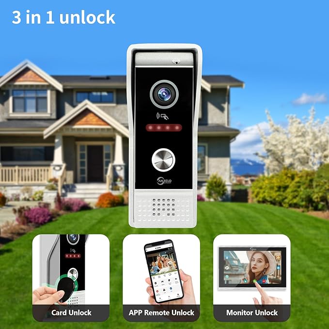 Video Doorbell Intercom System,10 Inches Touch Screen (Black) Video Doorbell Door Phone System,Support Remote Unlock, Dual-Way Intercom,Night Vision for Villa House Apartment (2-Camera + 1-Monitor)