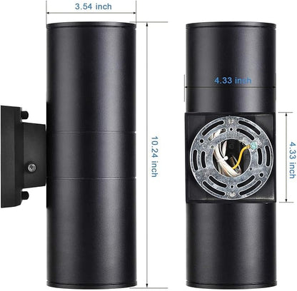 rosykite Outdoor Wall Light,Bling Dusk to Dawn Exterior Lighting with Sensor - ETL Listed,Aluminum Waterproof Wall Mount Cylinder Design - Up Down Light Fixture for Porch, Backyard and Patio (2 Pack)
