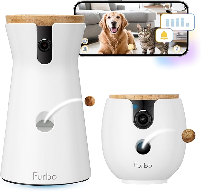 Furbo 360° Dog Camera + Mini 360° Cam [New Subscription Required at Setup] 2-Camera Bundle Nanny Pro Subscription: Dog Safety Alerts, Pet Camera with Speaker, Phone App & Night Vision