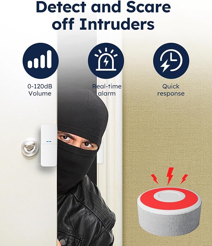 tolviviov Alarm System for Home Security, Door Alarm Systems, App Alerts, 15Piece Kit, No Monthly fee, WiFi Alarm, Door Window Motion Sensor, for Home Security and Kids Safety