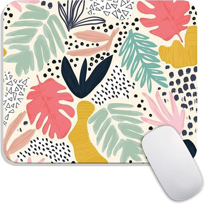 Armanza Square Mouse Pad Tropical Plants, Personalized Premium-Textured Custom Mouse Mat Design, Washable Mousepad Cloth, Non-Slip Rubber Base Computer Mouse Pads for Wireless Mouse
