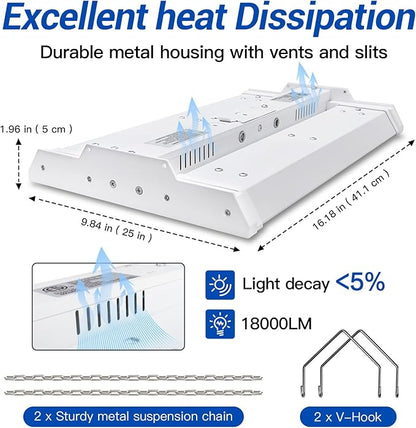 JTT LED Linear High Bay Light, 5000K Daylight 150W 21000LM 1.35FT Shop Light Commercial 360° Adjustable Tilt Hanging LED High Bay Shop Lighting Fixtures for Garage, ETL 1-Pack