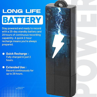 USB Audio Note Device 288-Hour Storage | Hands-Free Audio Capture | Extended Battery Life | Easy File Transfer | Compact Device for Meetings, Lectures & Personal Notes