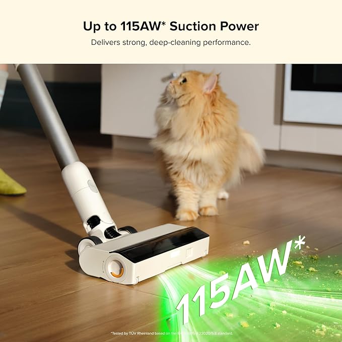 roborock H60 Hub Cordless Stick Vacuum Cleaner with Auto-Empty Dock, 115AW Suction for Carpets and Hard Floors, Vacuum Cleaners with 60-Min Runtime, Anti-Tangle Brush, 140° Green LED Dust Detection