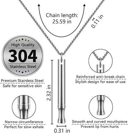 Replace Bad Habit Flavored Air Necklace with 12pcs Refillable Cores in 4 Flavors, Habit Support Refreshing Necklace for Stress Relief Sensory Fidget for Adults (Silver)