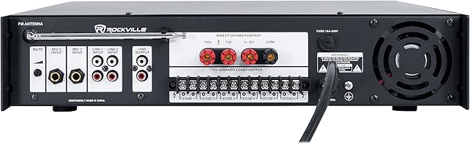Rockville RCS650-6 650 Watt 6-Zone 70V Commercial Amplifier, Bluetooth, USB/SD/FM Playback, Rack-Mountable, for Restaurants & Offices