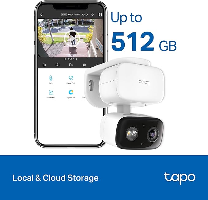 Tapo 1080p Pan/Tilt Indoor/Outdoor Security Camera – Free Person/Baby Cry Detect & Motion Track, 360° View, Color Night Vision, SD/Cloud Storage, Works w/Alexa & Google Home HybridCam 360