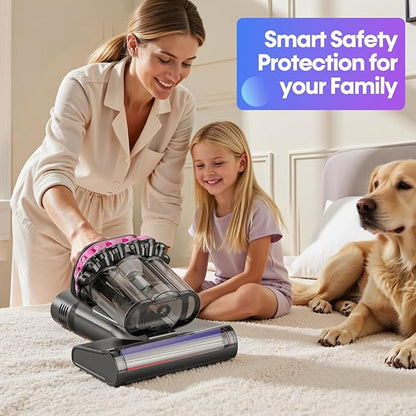 Flybroom Mattress Vacuum Cleaner 550W 18KPa Bed Vacuum Cleaner with Smart Dust Sensor, UV-C Light, 149°F Heat, HEPA Filter, Handheld for Bed Sofa Couch