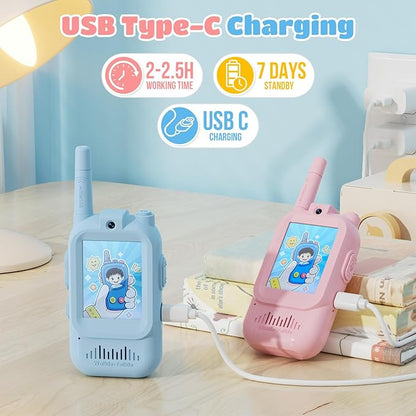 Video Walkie Talkies for Kids – Kids Walkie Talkies 2 Pack with Voice Changer, 1000 Feet Range, Fun Toys for Indoor Play, Camping, Hiking, Travel – Birthday for Boys and Girls Ages 3-10