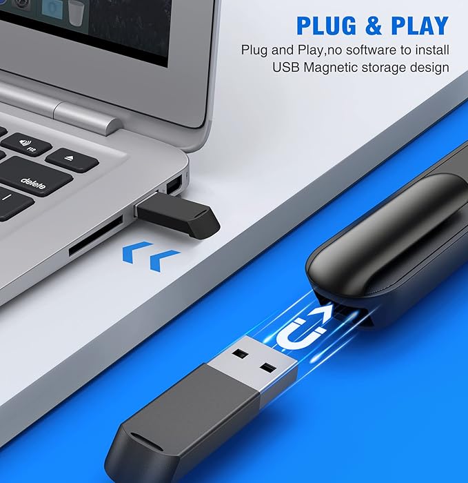 DINOSTRIKE Wireless Presenter Remote with Air Mouse Control, Rechargeable USB Presentation Clicker PPT Pointer RF 2.4GZ PowerPoint Clicker Slide Advancer for Computer Laptop Mac
