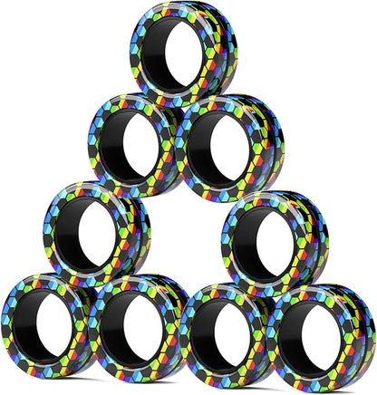 Magnetic Rings Fidget Toys Pack, Idea ADHD Fidget Toys, Adult Fidget Spinner Rings for Anxiety Relief Therapy, Great Gift for Adults Teens Kids 12 14 Years Old (9PCS)