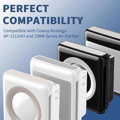 AP-1512HH Replacement Filter for Coway Airmega AP-1512HH and 200M Series Air Purifiers, Funmit 1 True HEPA Filter and 4 Activated Carbon Pre-Filters, Compared to Part # 3304899