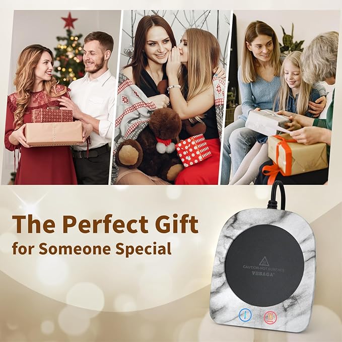 VOBAGA Coffee Mug Warmer with 3-Temp Settings, Coffee Cup Warmer with Auto Shut Off, Smart Mug Warmer for Travel Office Desk Candle, Coffee Warmer for Coffee Gifts Coffee Accessories for Women Men