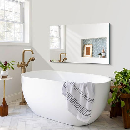 CILIBER Frameless Mirror, 24x40 Inch Rectangle Bathroom Mirrors for Wall, Upgraded Shatterproof Large Vanity Mirror Over Sink with Polished Edge for Bathroom, Bedroom, Living Room and Entryway