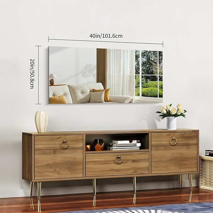 CILIBER Frameless Mirror, 20x40 Inch Bathroom Mirrors for Wall, Rectangle Bathroom Vanity Mirrors with Polished Edge, Hangs Horizontally or Vertically for Bathroom, Bedroom and Living Room
