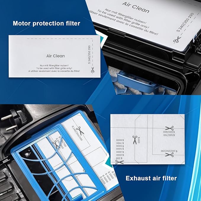 Pymin 6pcs engine protection filter and 6pcs vacuum cleaner filter set for Miele Classic C1, Compact C1/2, Complete C1/2/3, Dynamic U1, S200-S899, S2000-S8999