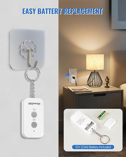 Remote Control Outlet Plug, WILAWELS Wireless Light Switch, On Off Remote Switch Outlet for Light, Lamp, Home Appliance, 100ft RF Range, 15A/1875W, FCC Listed, Two Switches for One 0utlet W02RC2106