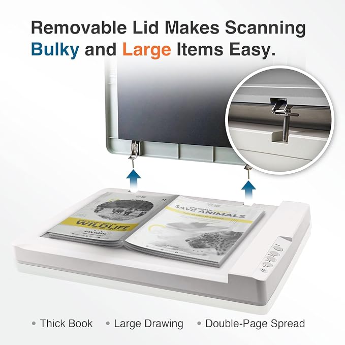 Plustek OS1180 - Flat Scanner for Graphics and Documents in A3 Format, Design Suitable for Libraries, Schools or Small Offices - Scanning A3 Documents in Approximately 9 Seconds