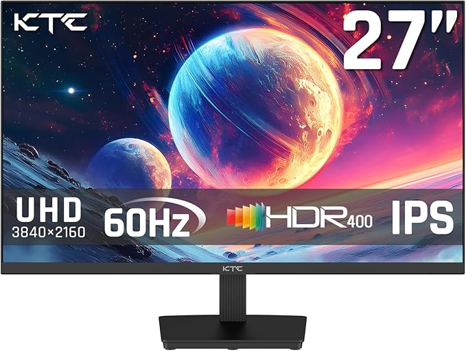 KTC 27 Inch 4K UHD(3840 * 2160) Computer Monitor - IPS Monitor, 60hz, HDR400, Anti-Blue Light Screen, DCI-P3 95% 125% sRGB, Support FreeSync and GSync, PC Monitor for Design, Work,Casual Gaming