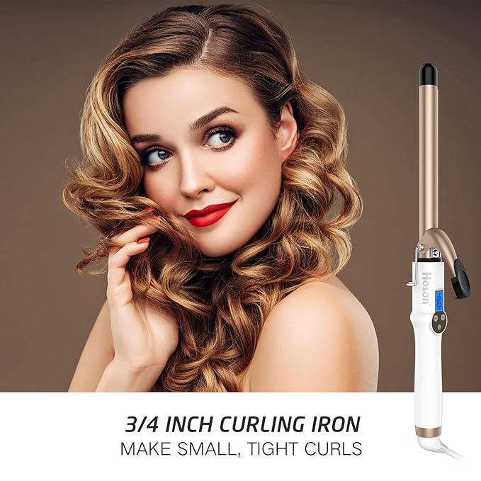 3/4 Inch Curling Iron Professional, Ceramic Tourmaline Curl Wand Barrel, Hair Curler Iron for Short Hair,Glove Include, Glove Include, Gold