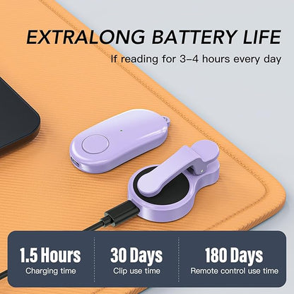 Remote Control Page Turner for Kindle Paperwhite Oasis Kobo eReaders,Kindle Clicker Page Turner Accessories for iPhone,iPad, Android Tablets Reading Novels,Camera Video Record&Shutter Selfie (Purple)