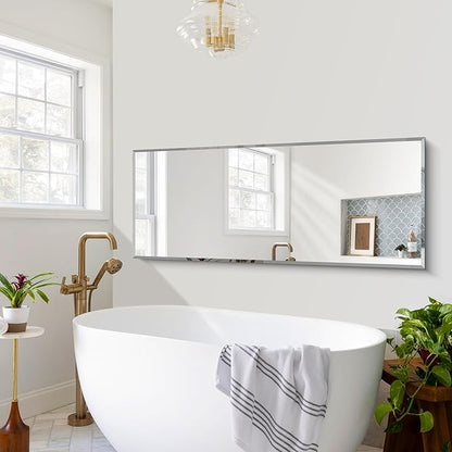 CILIBER Beveled Mirror, 24x60 Large Frameless Beveled Bathroom Mirrors for Wall, Upgraded Shatterproof Rectangle Vanity Mirror with Beveled Edge for Bathroom, Bedroom, Living Room and Entryway
