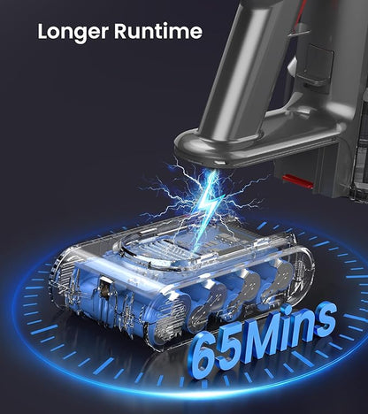 FKIEN Cordless Vacuum Cleaner, 550W 45kPa 65Mins Vacuum Cleaners for Home with LED Display, Self-Standing Stick Vacuum with Anti-Tangle Brush, Rechargeable Vacuum Cordless for Pet Hair/Carpet/Floor