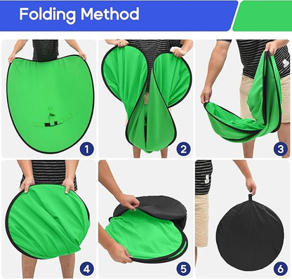 Portable Green Screen Chair, 57 in Greenscreen Backdrop with Stand Double Sided Foldable Green Background, Chroma Key, for Photography Streaming Gaming Photo Zoom Video Chats and Meeting