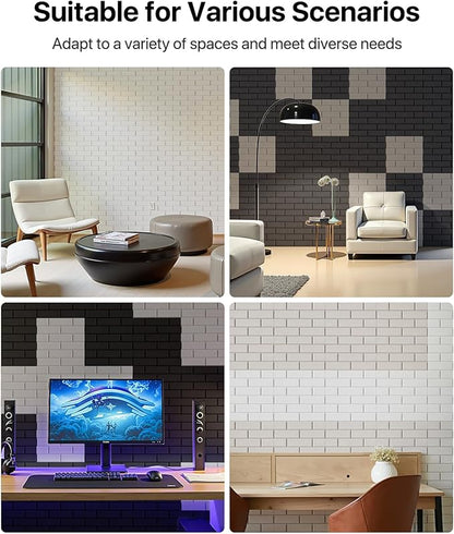 Acoustic Wall Panels Self-Adhesive, 12 Pack Sound Absorbing Panels Brick, High Density Sound Proof Foam Panels for Walls, Office,Reccording Studio, Ceiling 12" X 12" X 0.4" Dark Gray