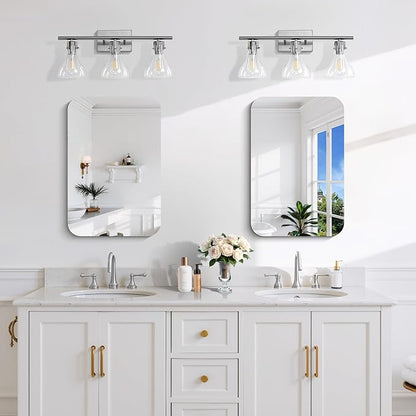 CILIBER Frameless Wall Mirror, 16" x 24" Rectangle Bathroom Mirror Rounded Corner, HD Shatterproof Vanity Mirror with Polished Edge for Over Sink, Bedroom, Entryway, Vertical or Horizontal